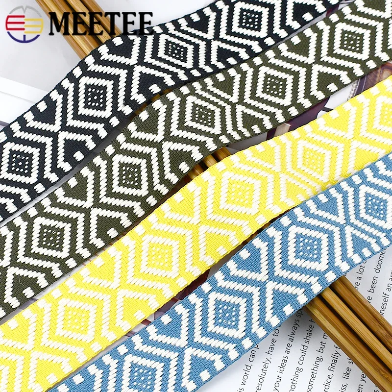 3/5/10M Meetee 38mm Jacquard Webbing Decorative Ribbons for Sewing Bag Strap Lace Ribbon Clothes Braid Belt Tape Accessories