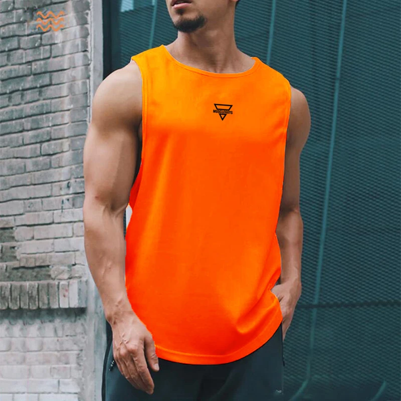 Muscleguys Men Pumping iron Vests Breathable Summer Athletic Tank Top Lightweight Loose Sportswear For Jogging Fitness Gym Train