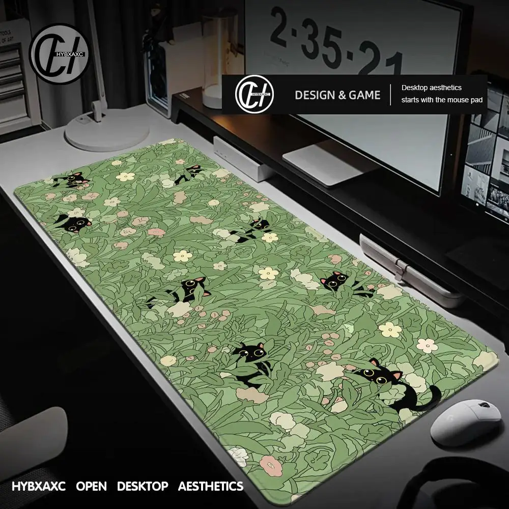 

Cute Black Cat Mouse Pad Large E-sport Computer Keyboard Pad Mouse Mat Natural Rubber Anti-Slip Office Desk Pad Gift for Friend