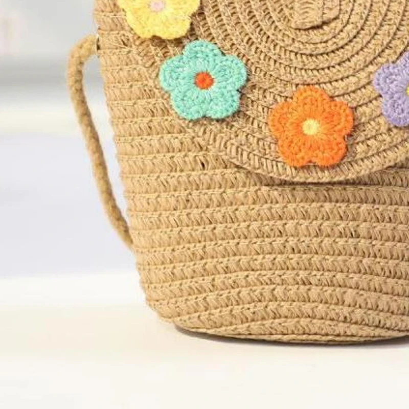 Mini bolso de hombro tejido de hierba para niños, estilo Flip Zero, moda de verano, nuevo