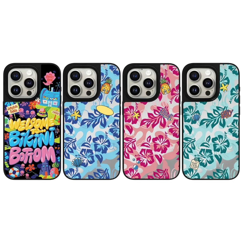 

Cartoon Underwater World Mirror Surface Black Border Magnetic Phone Case for IPhone 17 16 15 14 13 12 Pro Max Cover