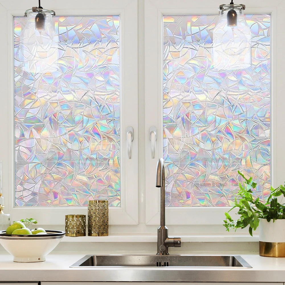 Colorful Fish Scale Pattern Static Window Sticker: Brighten Your Space! Homewares For Bedroom Bathroom Kitchen Window