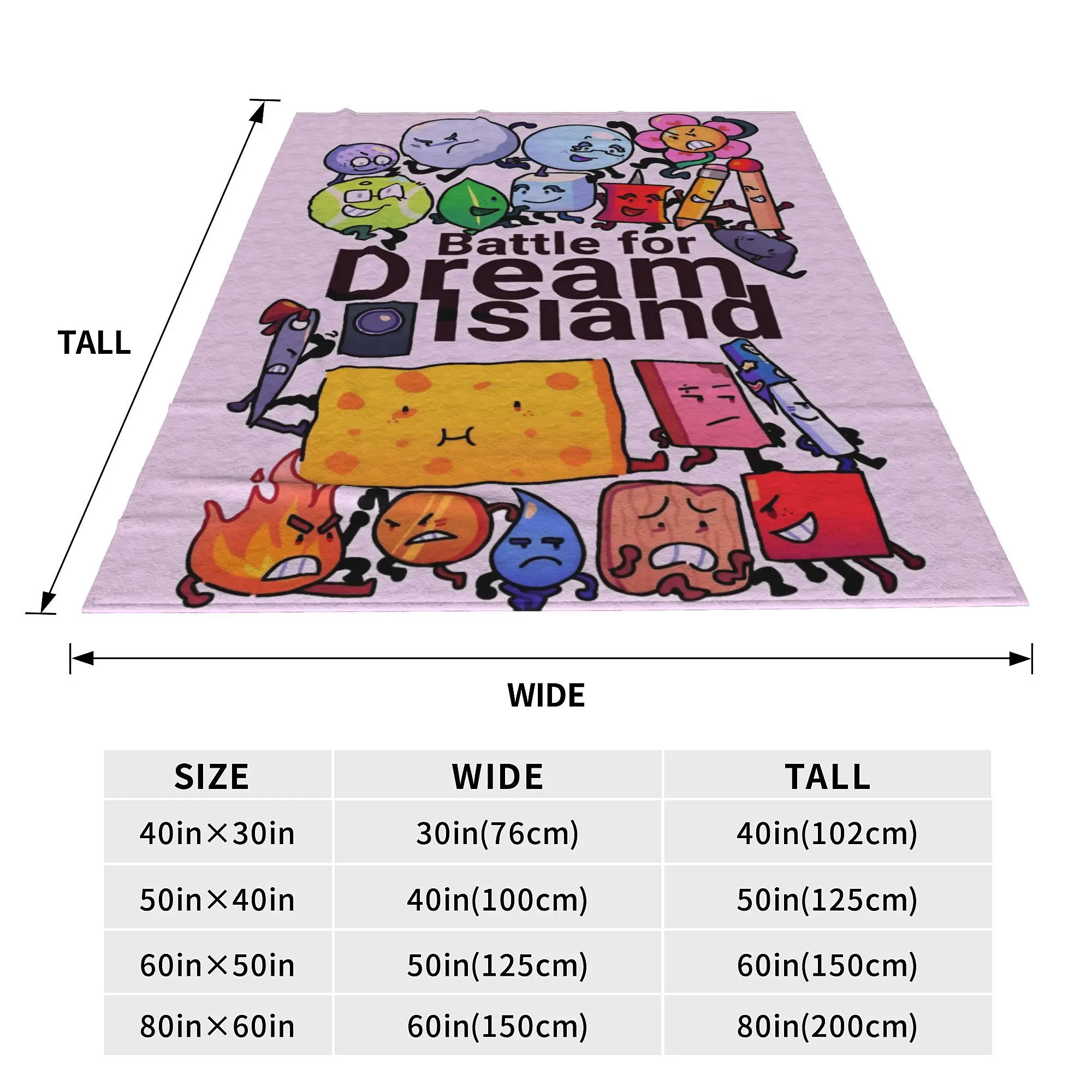 BFDI Inanimate Insanity All Characters Plush Blanket Battle Dream Island Awesome Throw Blankets Home Rug Piece Lightweight Thin