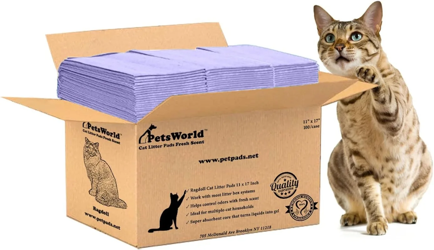 PETSWORLD Fresh Scented Cat Pads Refills for Tidy Cats Breeze Litter System 400 Pads for Cat Litter Box, 16.9x11.4 Inch