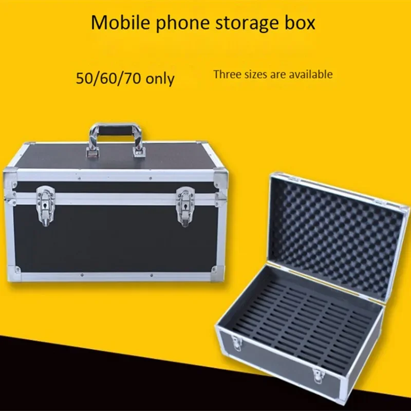 

Aluminum Alloy Frame ABS Mobile Phone Case Storage Box Portable Smartphone Display Suitcase Travel Security Toolbox Lock Luggage