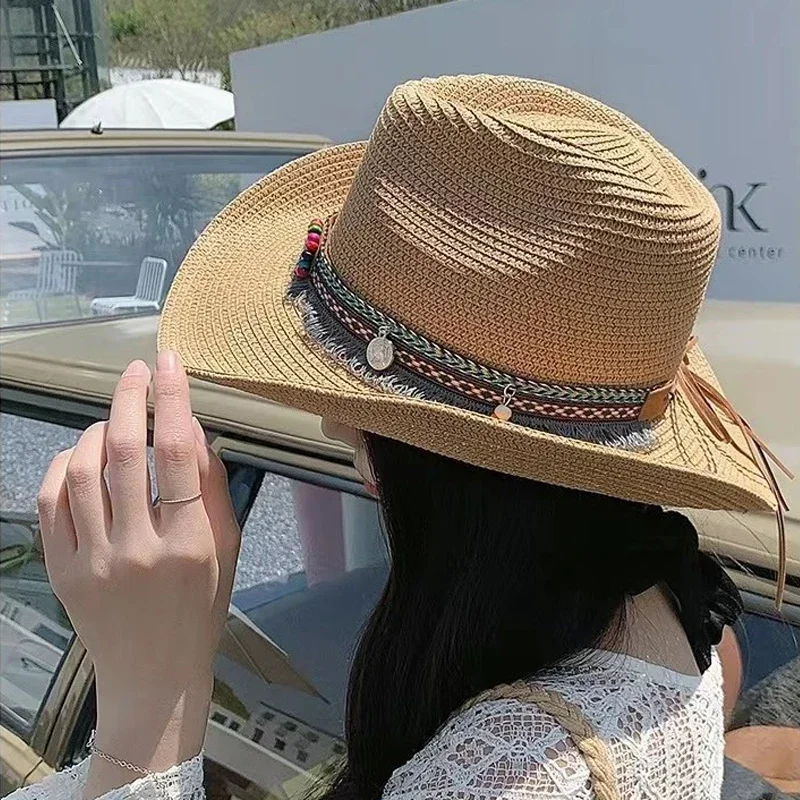 chapeu-de-palha-de-cowboy-ocidental-aba-larga-protecao-uv-verao-praia-boemio-jazz-unissex-respiravel-ferias-ao-ar-livre-chapeu-de-sol