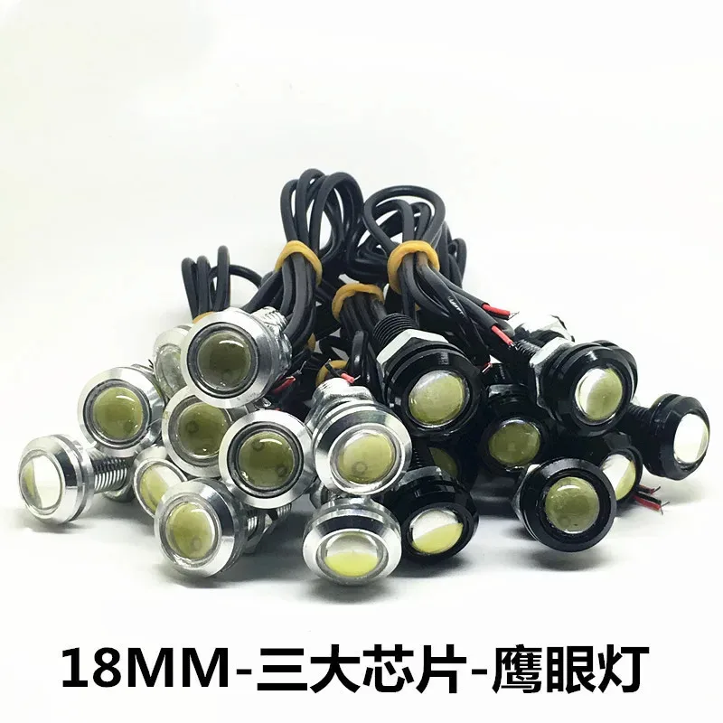

2pcs New 18MM Car Eagle Eye Silver Shell DRL Led Daytime Running Lights LED 12V Backup Reversing Parking Signal Automobiles Lamp