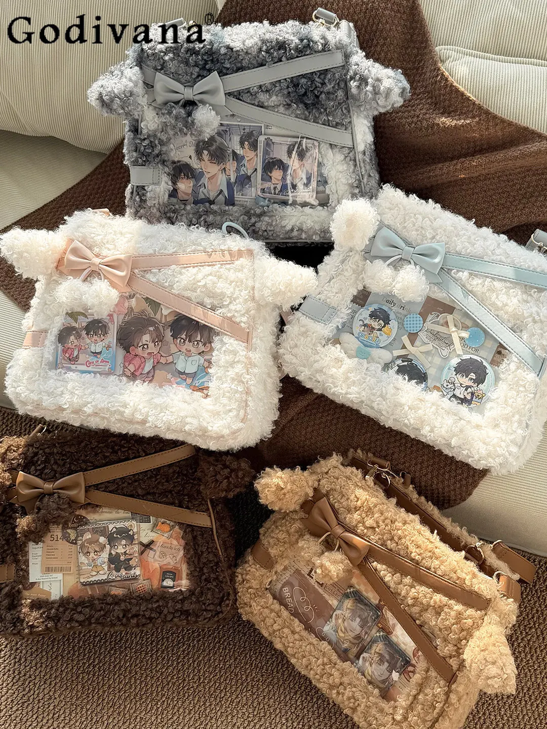 

Autumn Winter Japanese Style Original Lolita Plush Pain Bag Two-Dimensional Small Capacity Sweet Cute Doll Feel Shoulder Bag