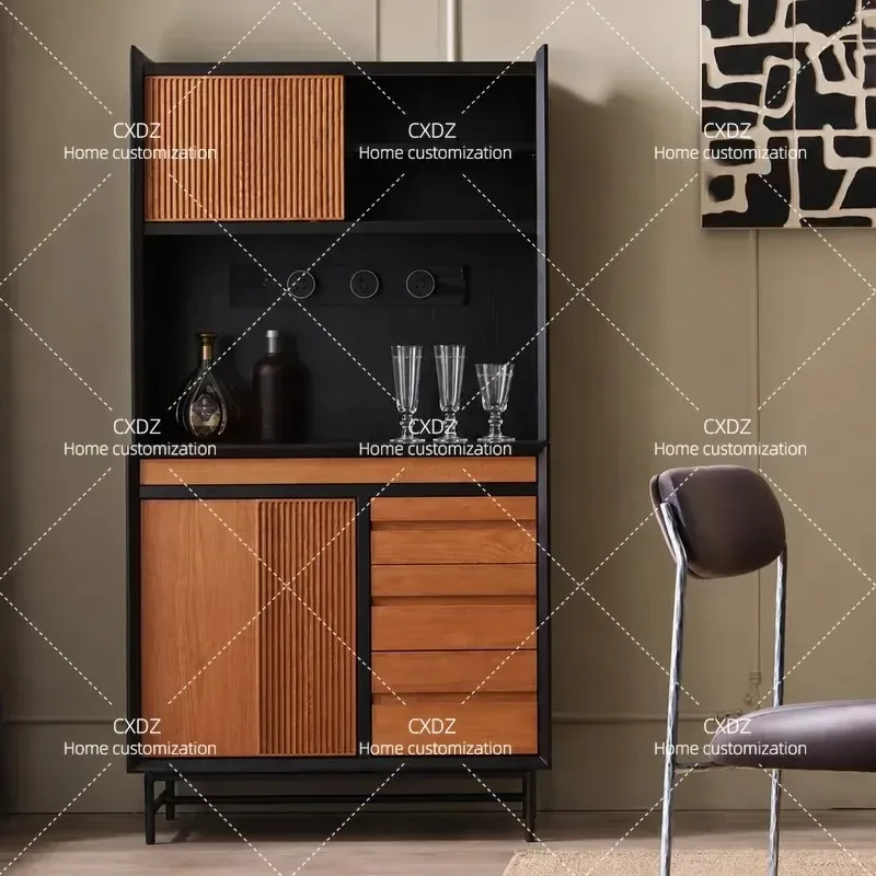 New Solid Wood Dining Side Cabinet High Integrated Living Room Display Storage Cabinet with Drawer Locker