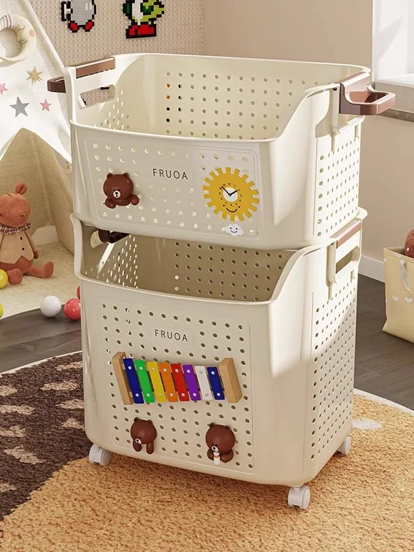 

Large Capaci Children's Toy Storage Box Baby Toy Sna Doll Blo Storage Basket Organizer with Wheels Universal PP Material