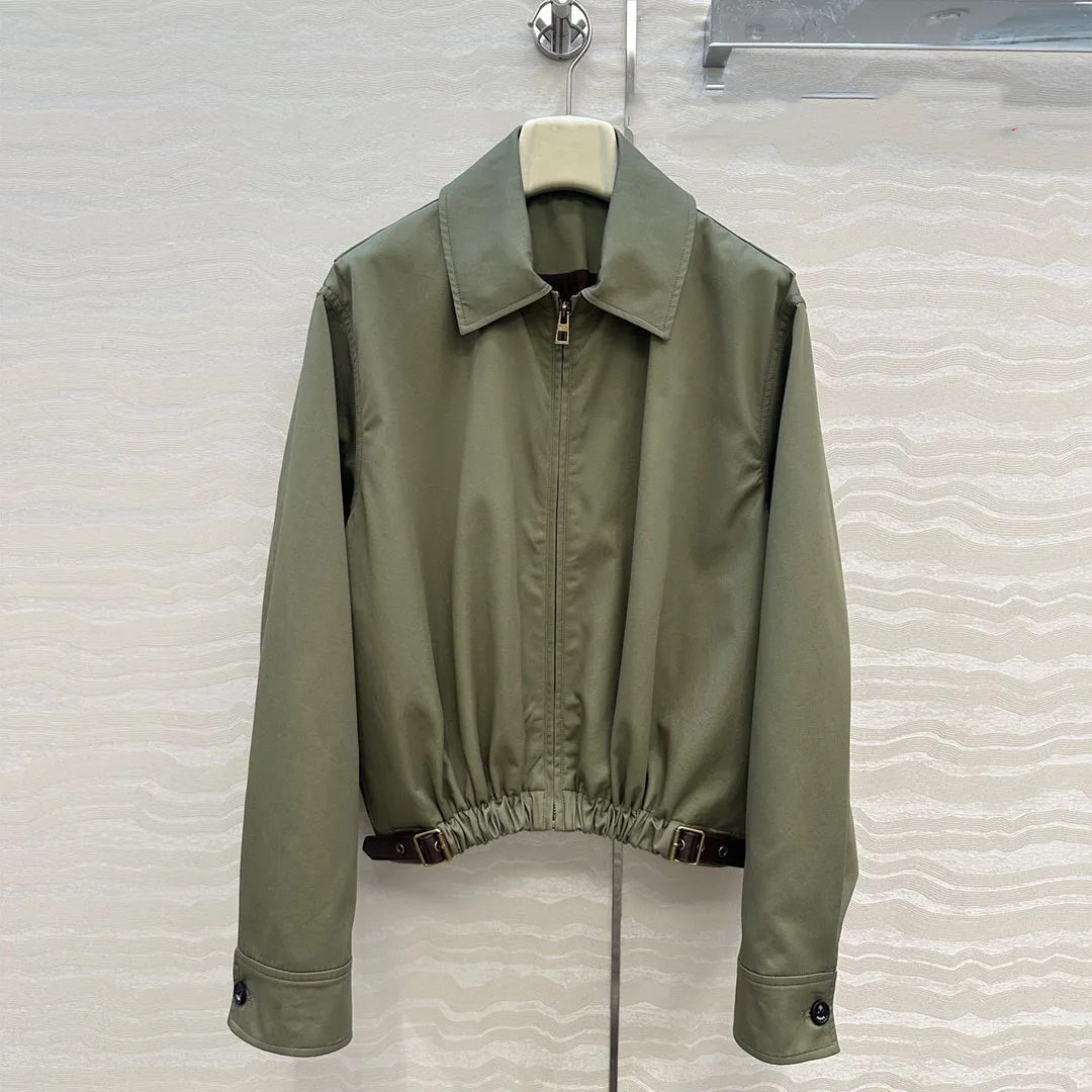 

2025 New Autumn Oversize Loose Casual Jacket Women Sheepskin Leather Lapel Spliced Long Sleeve Buckle Belt Waist Vintage Coat