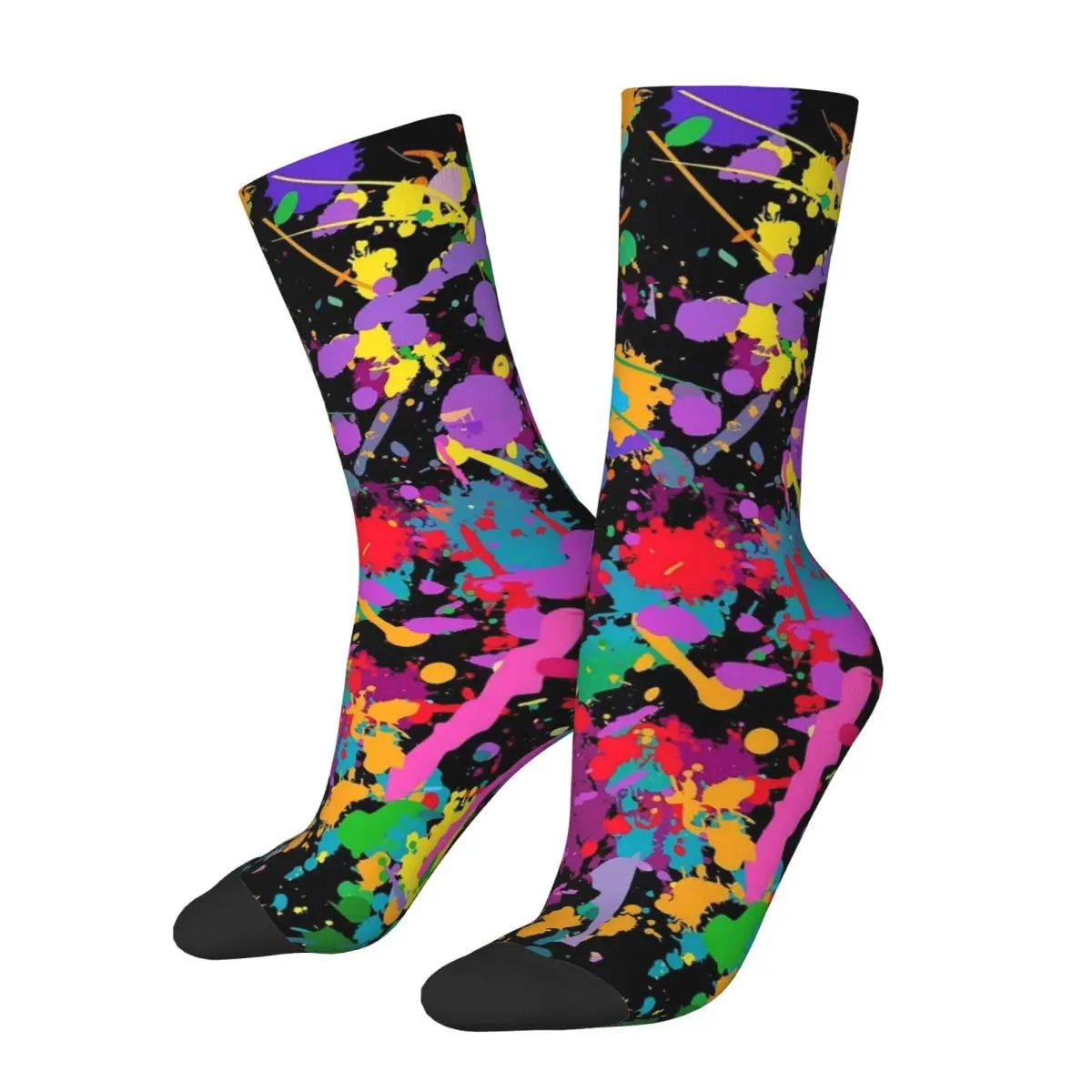 Drop Shipping Paint Stain Rainbow Paint Splatter Print cosy Unisex Socks,Oil colored splashed ink Sock