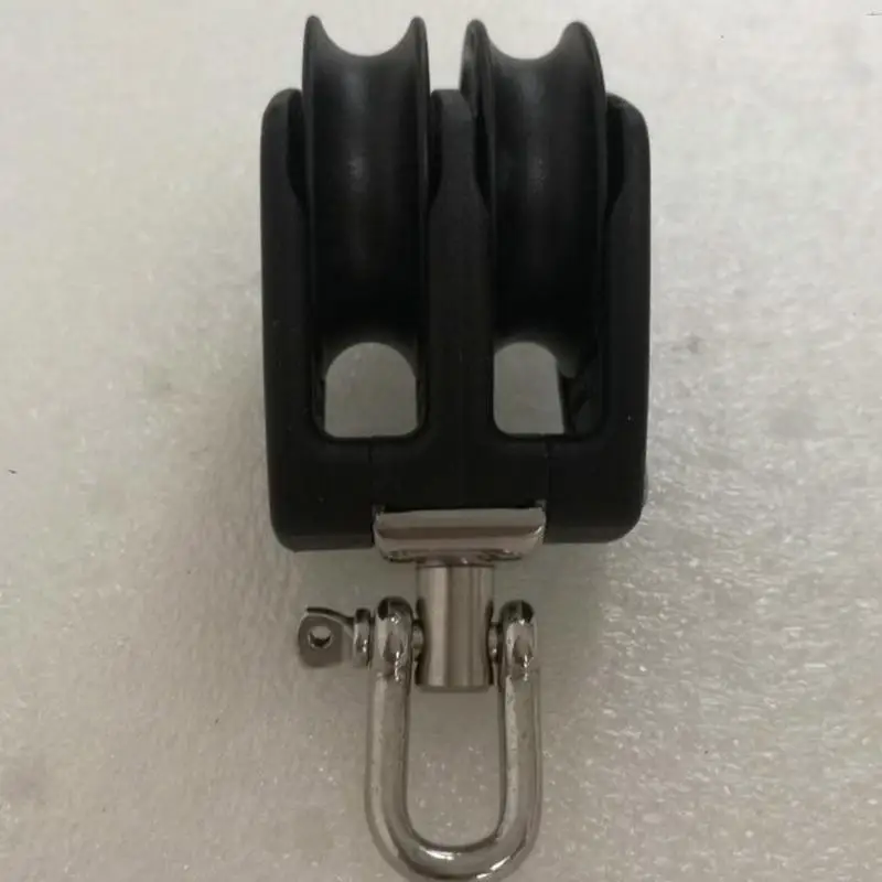 M76E Yacht-Rigging-Riemenscheibenblock für Steuerleinensysteme, doppelscheibige Marine-Hardware mit 35-mm-Rädern, leichtgängigem – Detail 7