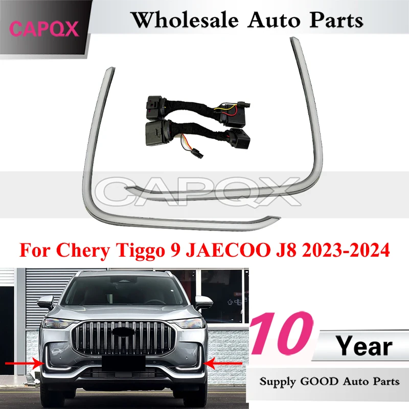 

CAPQX 1pair LED Daytime Running Light For Chery Tiggo 9 JAECOO J8 2023-2024 DRL Day Light Foglamp Fog lamp Turn Signal Light