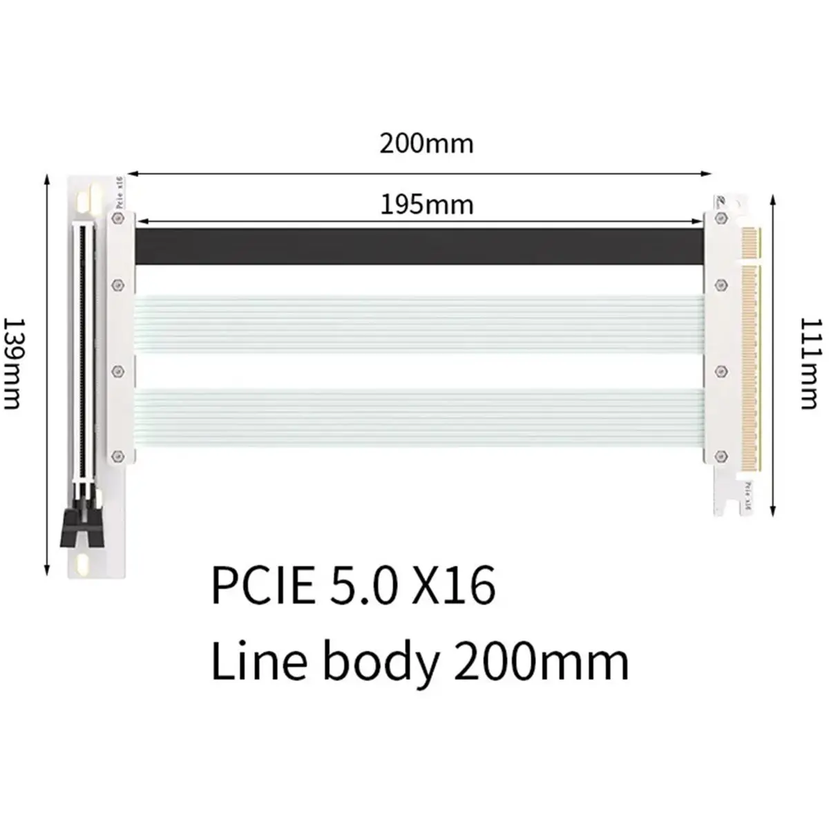 20cm PCI-E 5.0 X16 Riser Cable Graphics Card Extension Cable 90° Mounting GPU Extension Cord