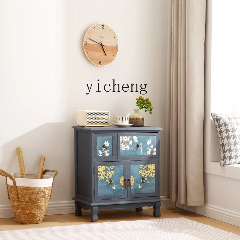 

zz black bedside table, home painted storage cabinet, bedroom simple and creative advanced storage, solid wood cabinet