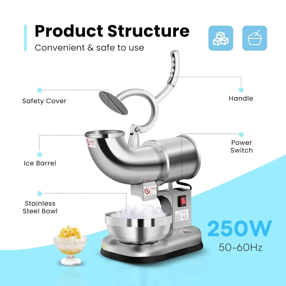 HAOYUNMA    Electric Portable Compact Countertop Automatic Ice Cube Maker Machine with Dual Blades Ice Crusher Shaver