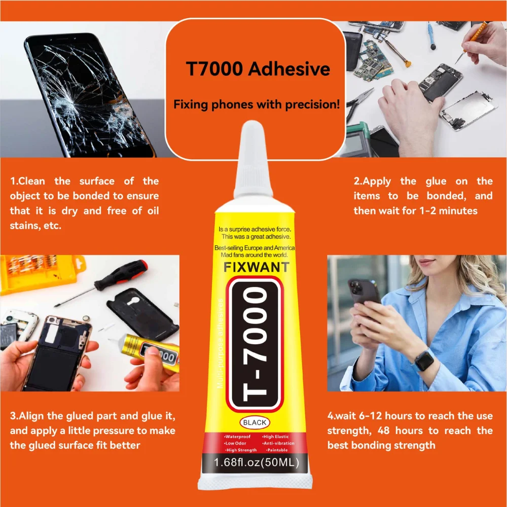 Black T-7000 Strong Adhesive 15ml/50ml/110ml, for Phone Tablet LCD Frame Battery Cover Repair, Electronics Components Glue image 4