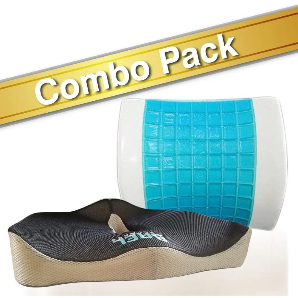 

Coccyx and Tailbone Support seat Cushion with Lumbar Support Cushion Combo