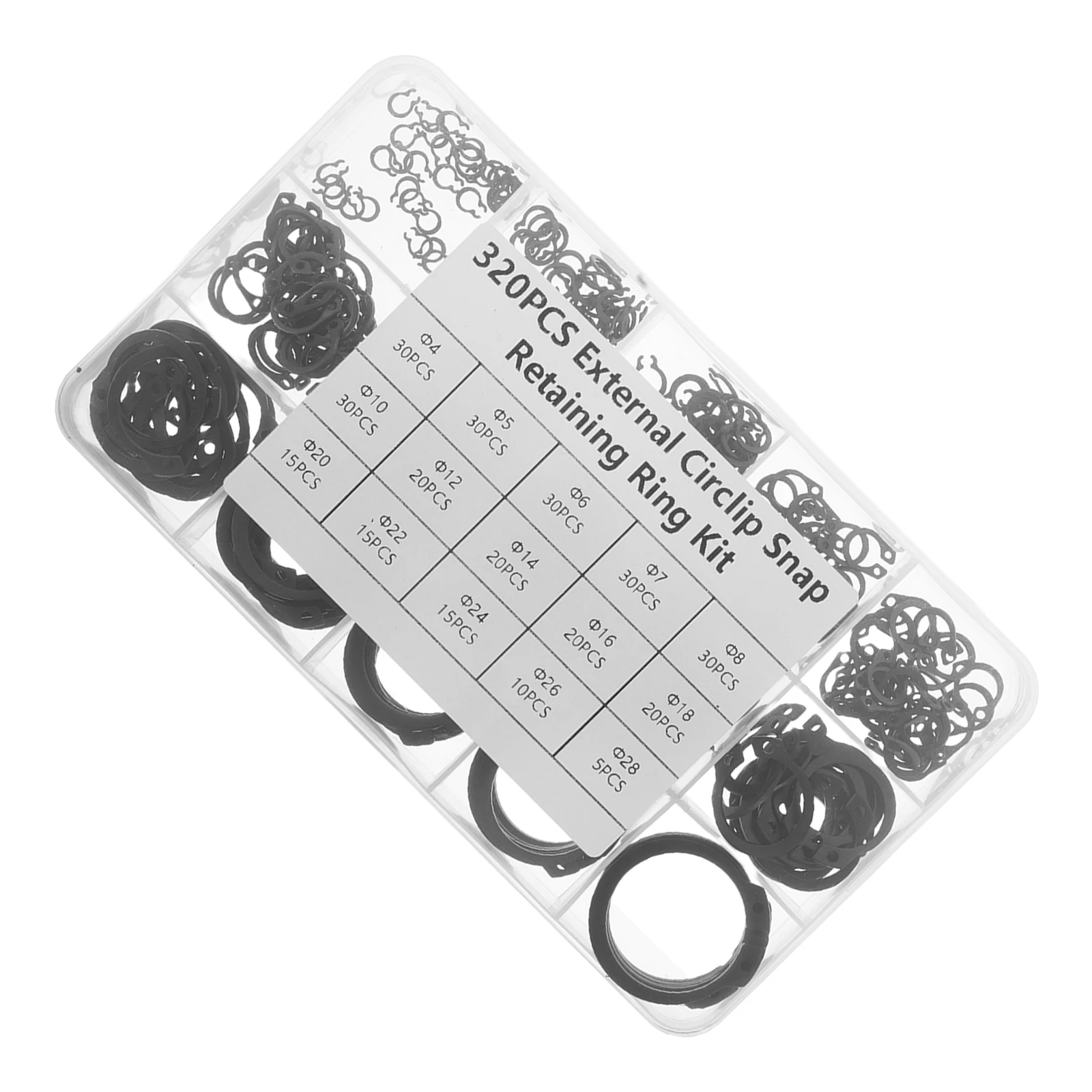 

320pcs Retaining Rings Assortment External Circlip Washer Snap Clips Steel Made Easy Installation Mechanical Electronic Projects