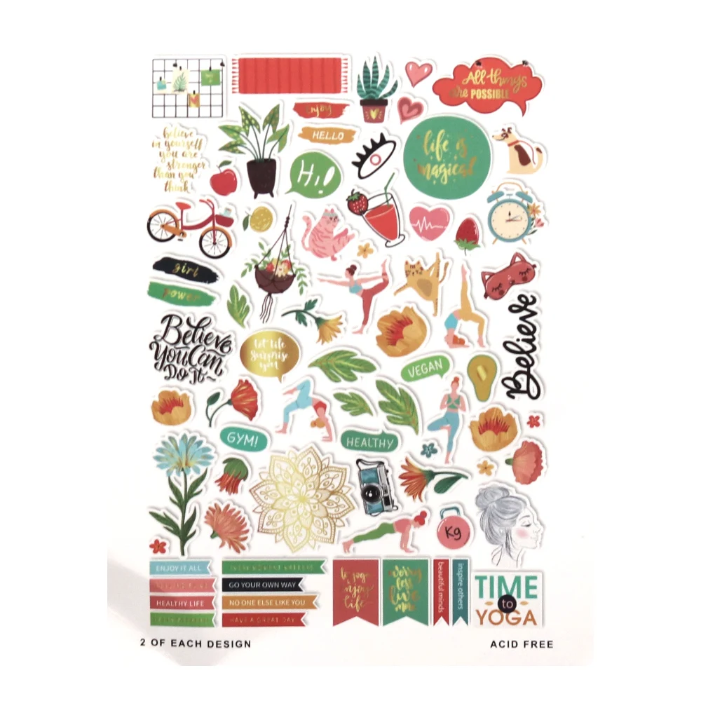 Creative Path 150pcs Take Your Time Scrapbooking Die Cuts Plant Yoga Inspire Paper Diecuts Ephemera For Card Making Journaling