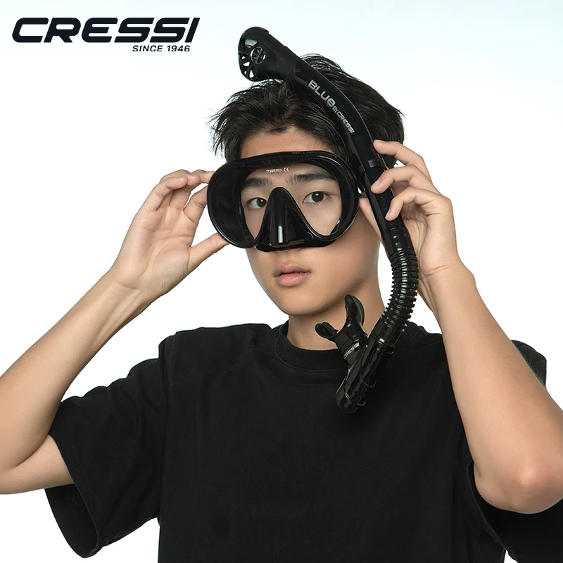 

Cressi Adult Wide View Single Lens Comfortable Snorkeling Mask & Dry Snorkel - Musa & Scilla