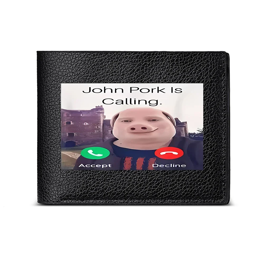 John Pork Is Calling Mens Wallet With Fun Phone Interface Design For Casual Business And Fashionable Style