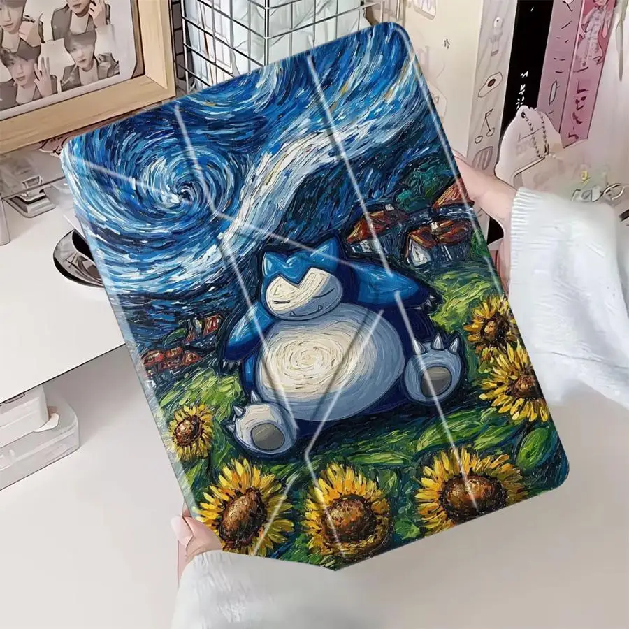 Cute Pokemon Snorlax Tablet Case For iPad Pro 2025 Pro 11th 10th 9th 8th 7th 12.9inch Air 4 5 M3 M2 1 2 M4 11inch Mini 6 7