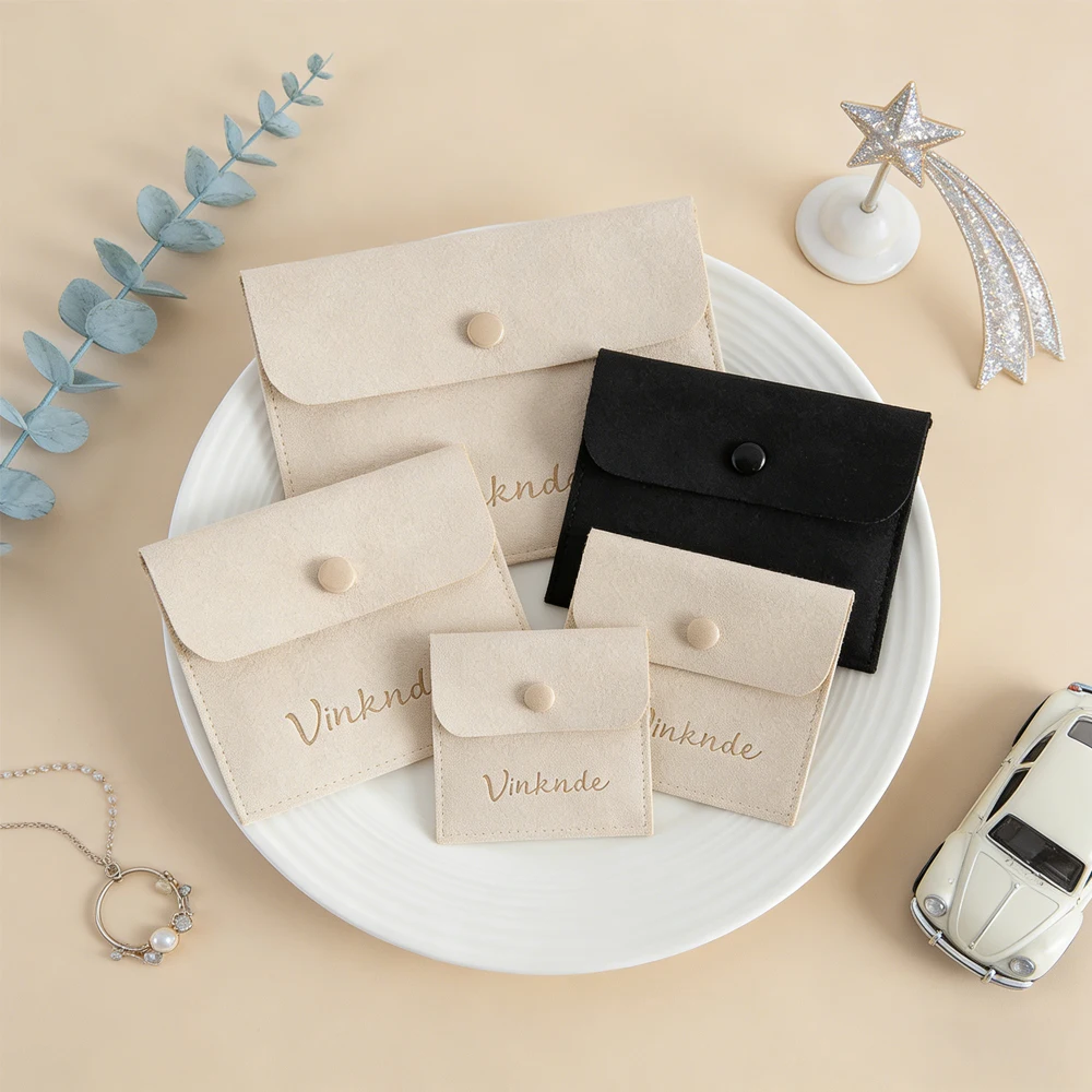 

100Pcs New Arrival Custom Cream Velvet Bag with Logo Printing Simple Microfiber Jewelry Packaging Bag Pouch Wedding Gift Sack