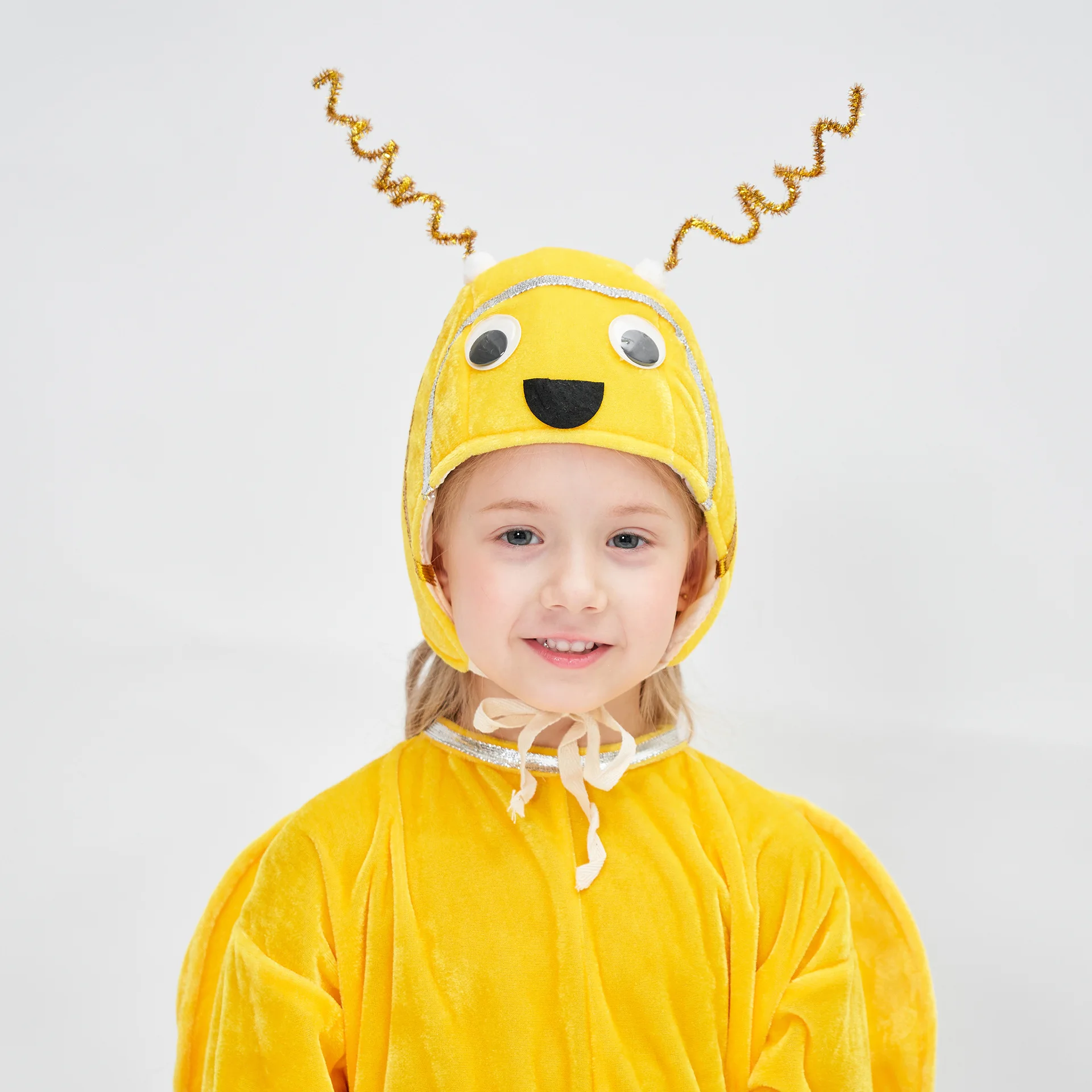 Kleine Bee Kids Cosplay Kostuums Voor Meisjes Jongens Nieuwe Schattige Gouden Fluwelen Jumpsuit Met Hoed Sets Feest Podium Voorstelling Kostuum