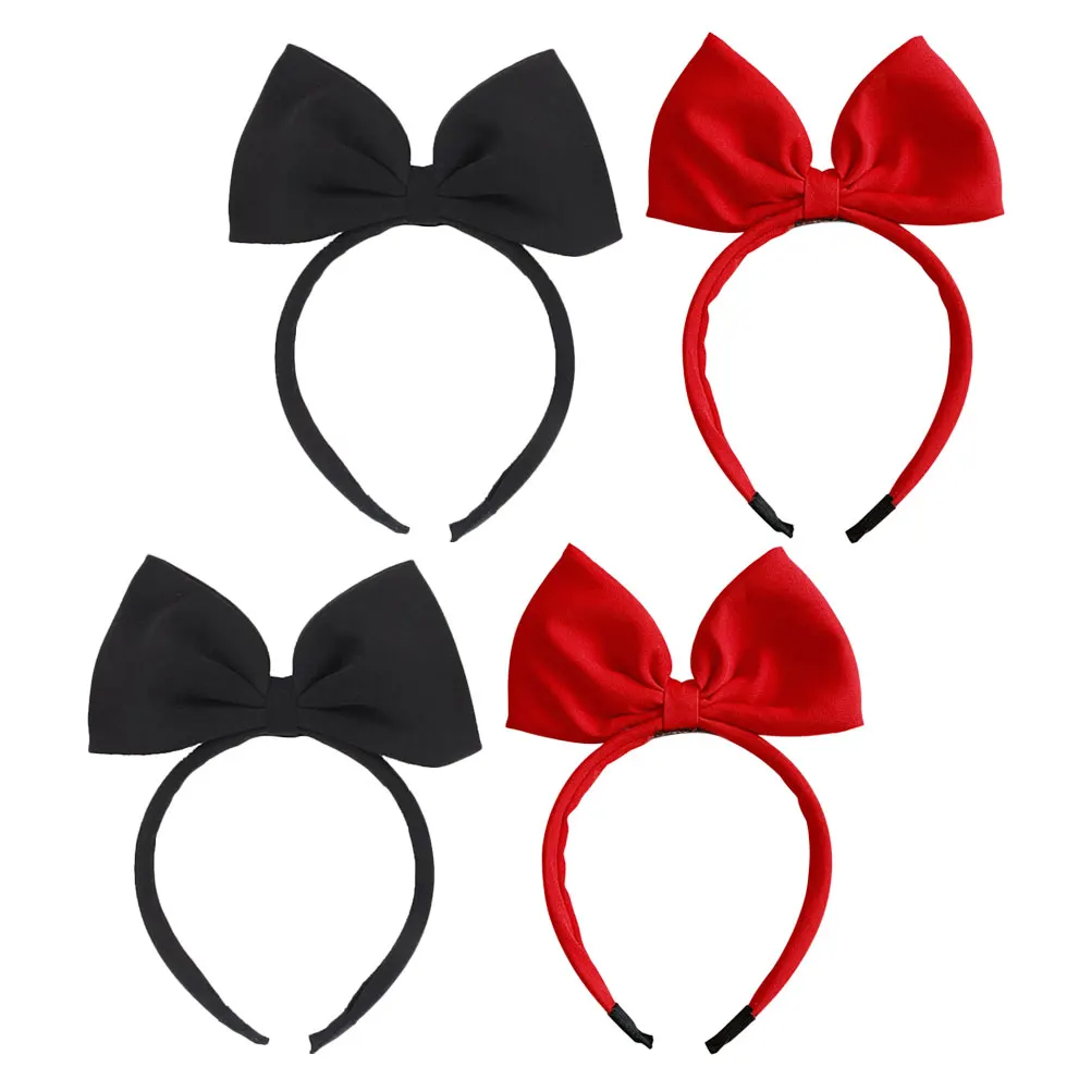 

4pcs Big Bowknot Headbands Women Hair Decors Cute Fabric Lovely Ornaments Elegant Christmas Black White Butterfly Bow