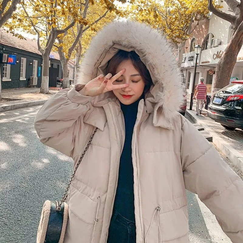 2023 New Large Size Style Added Cashmere Thick Pie To Overcome Women Long  Autumn Winter Coat Waist Cotton-padded Jacket Woman