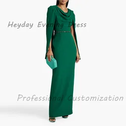 Heyday السعودية Cowl Neck Crepe Beaded Straight Short Sleeves Ankle Length Elegant Prom Party Dress For luxurious Woman 2024