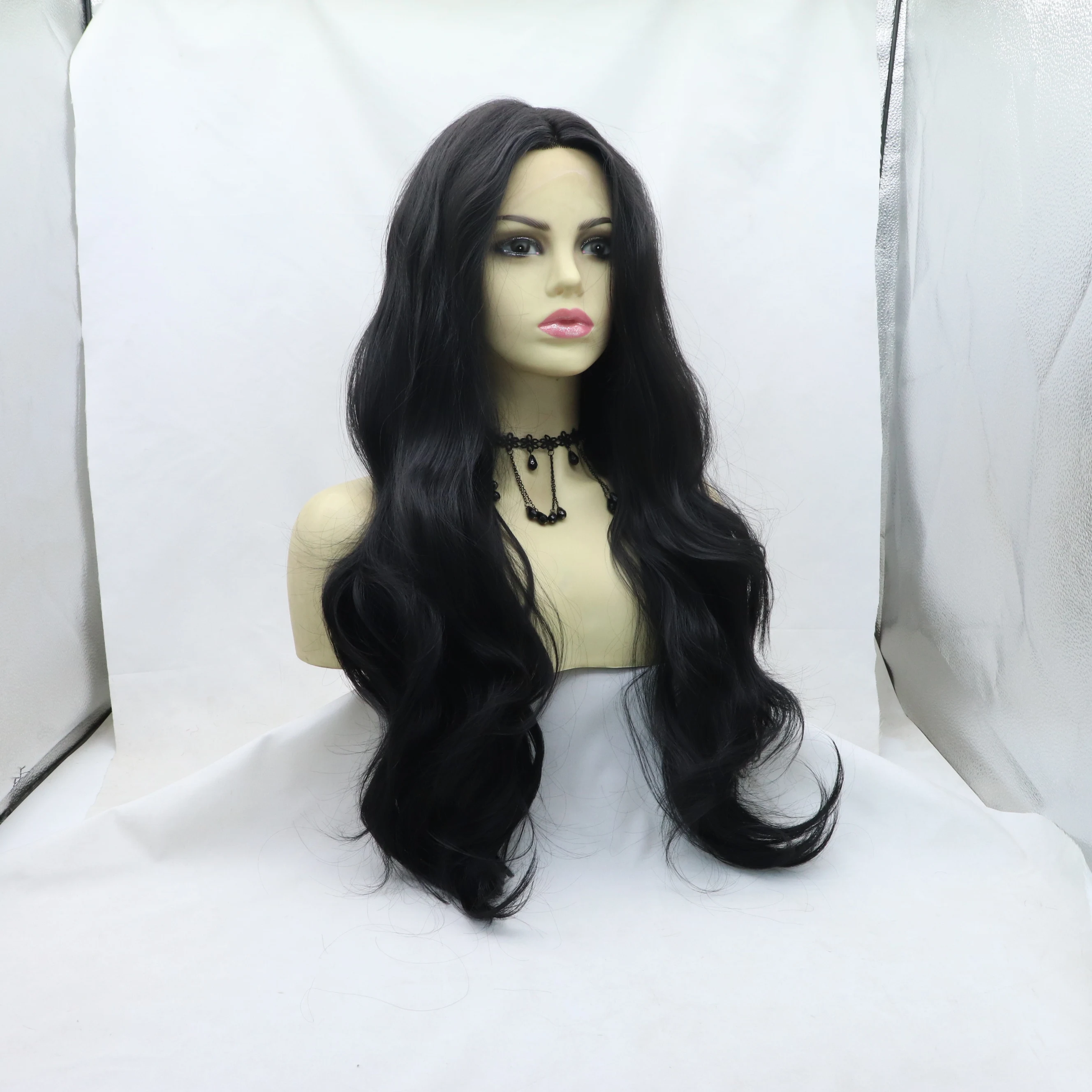 Water Wave Synthetic Wig para mulheres, fibra resistente ao calor, alta qualidade, 24"