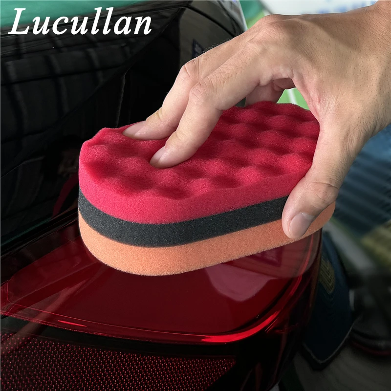 Lucullan 3 Colors Multipurpose Foam Applicator One Side For Polishing,The Other for Applying Wax or Polish