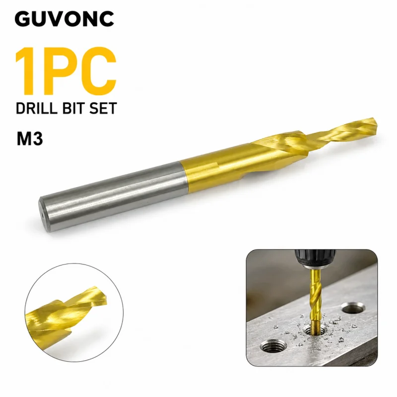 1PC M3 Drill Tap Bit Straight Shank High Speed Steel Compound Tap Drill Bit for DIY Thread Making