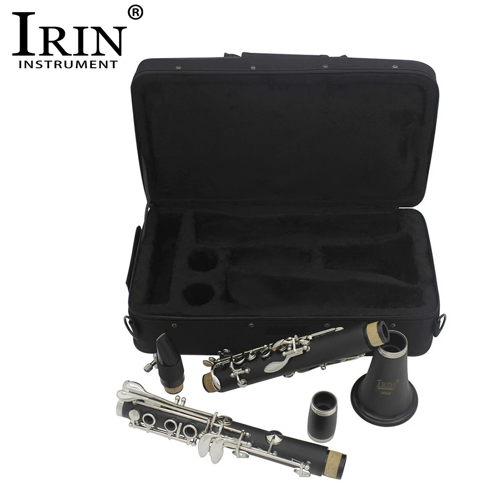 IRIN 17 Key clarinete Bb Flat Woodwind instrumento tubo de baquelita con correa funda de tela juego de accesorios piezas y accesorios de clarinete