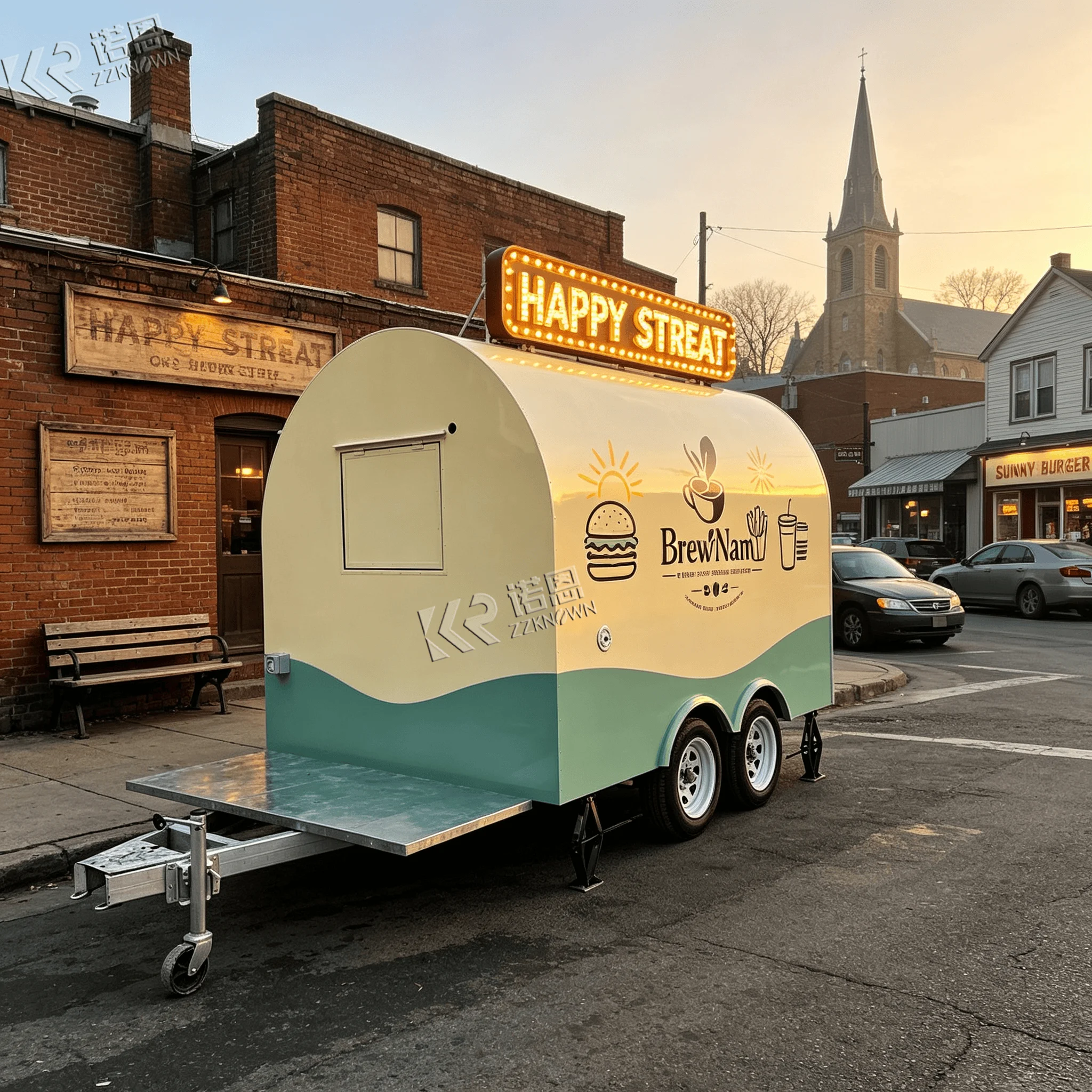 2.7m Curved‑Body Food Truck Food Trailer CE‑Certified Anti‑Slip Floor for Waterfront Park Cold Drink Concession Stall