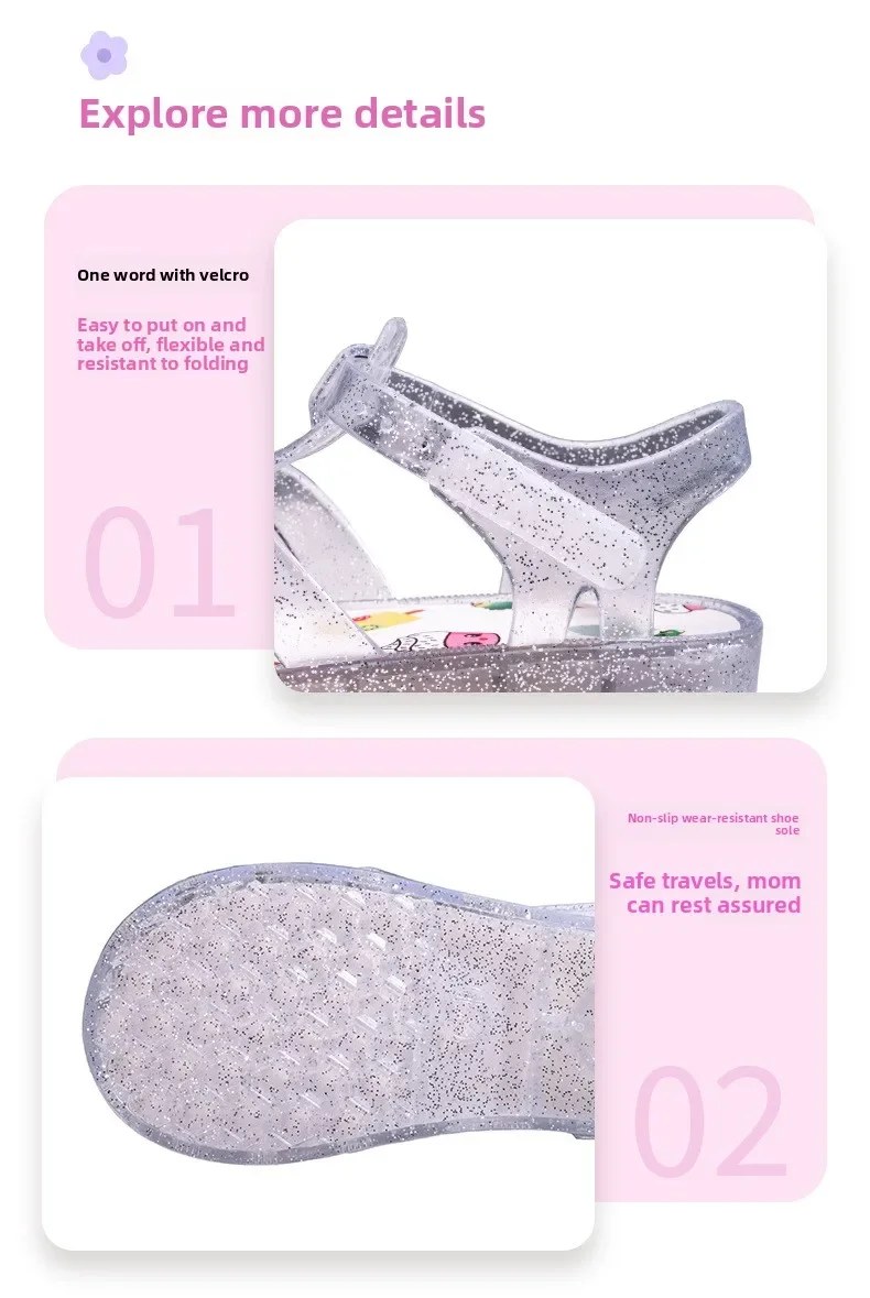 Modische Sommer-Neuheit: Kinder-Jelly-Sandalen, Trendige Süße Strandschuhe, Mädchen-Cartoon-Frucht-Sandalen, Schüler-Kristallschuhe – Detail 6