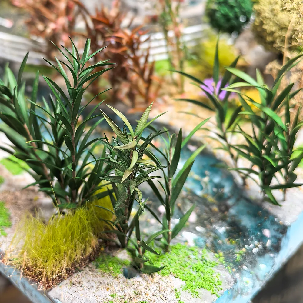 نموذج مشهد القصب المصغر أوراق طويلة العشب العنقودية بوش النبات لتقوم بها بنفسك المشهد الصغير الرملي ملحقات التضاريس النباتية 1 صندوق