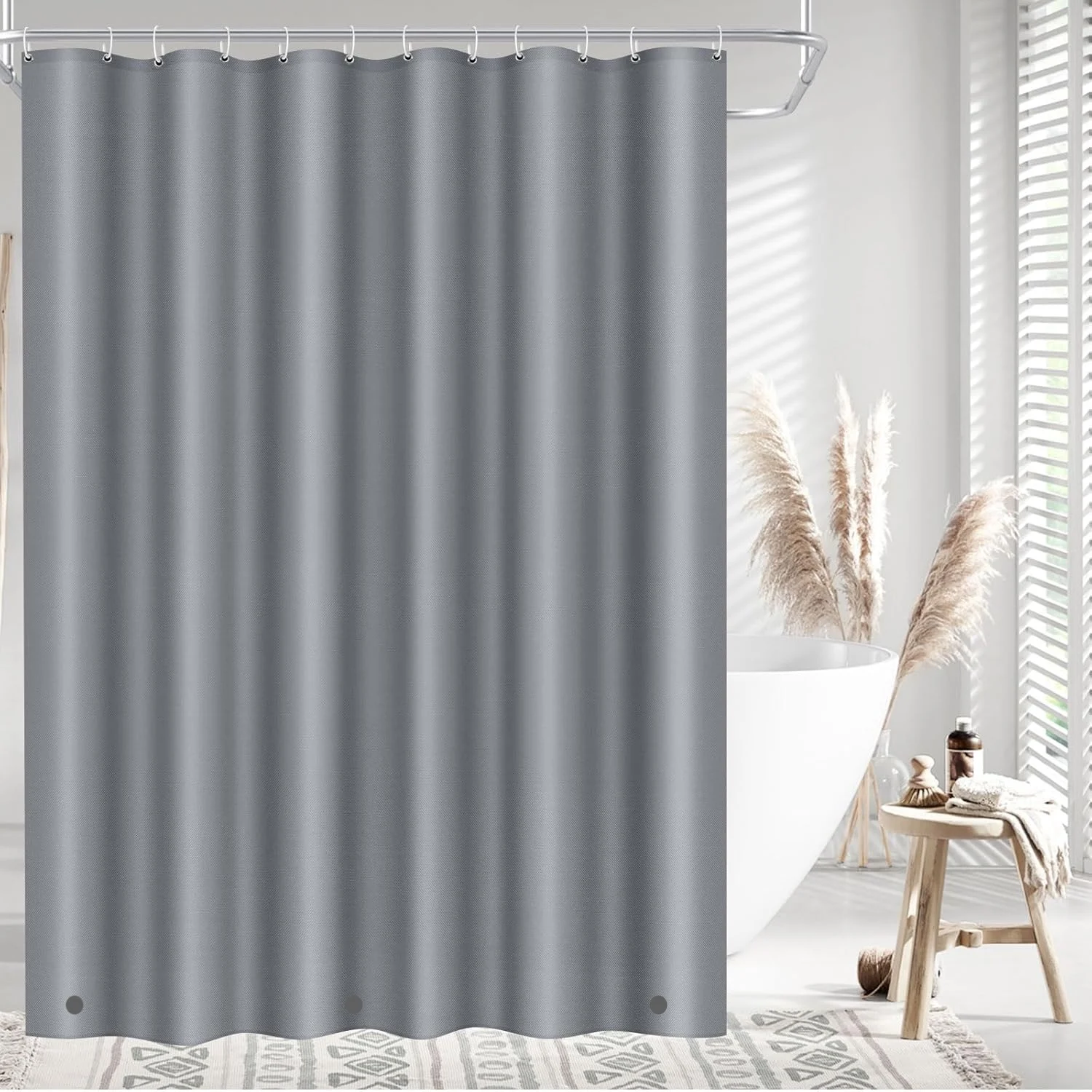 1pc Lightweight Shower Curtain Liner with Magnets & Hooks for Bathroom, Bath Curtain for Bathroom Partitions Accessories