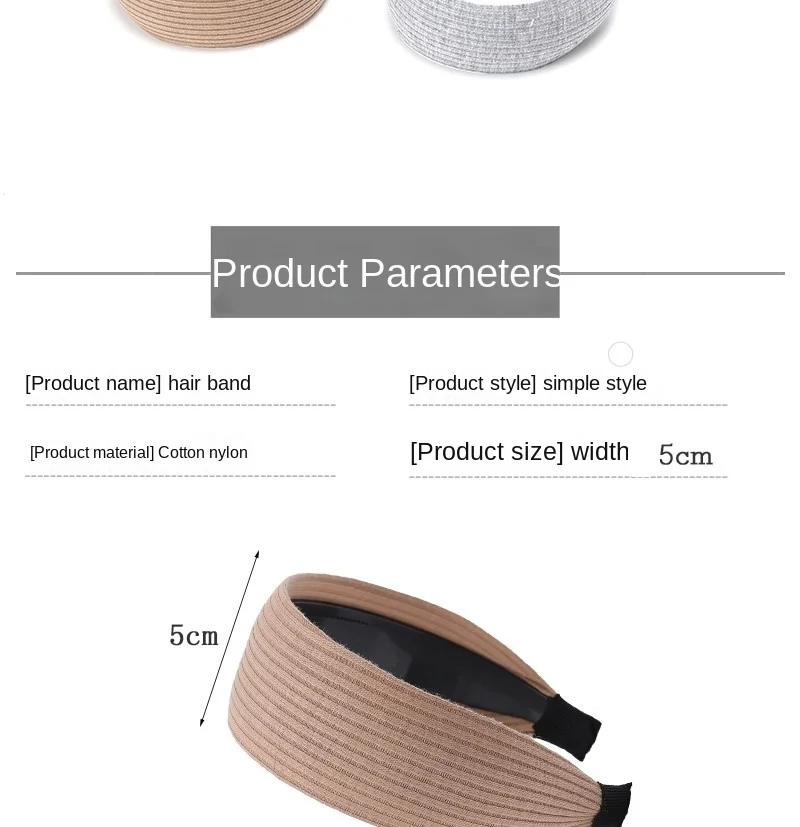 Rutschfestes Stirnband mit breiter Krempe für Damen, kurzes Haar, einfache Haarspangenabdeckung, graues Haar, modisches Temperament, Haardruck-Kopfbedeckung – Detail 21