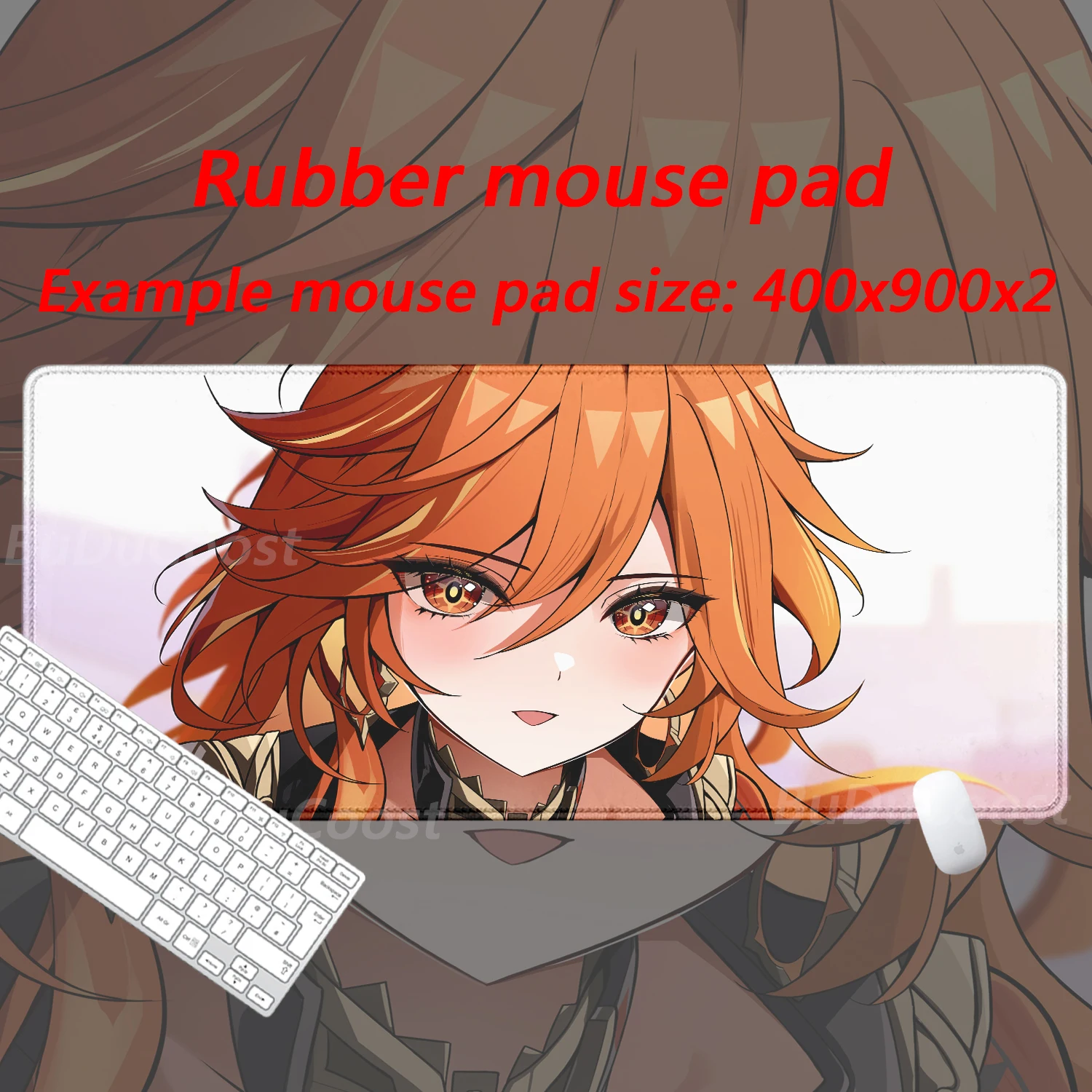 Genshin Impact mamuika Teclado mecánico de impresión de alta definición para muchas personas, XXL, bordes de bloqueo, accesorios, alfombrilla de ratón