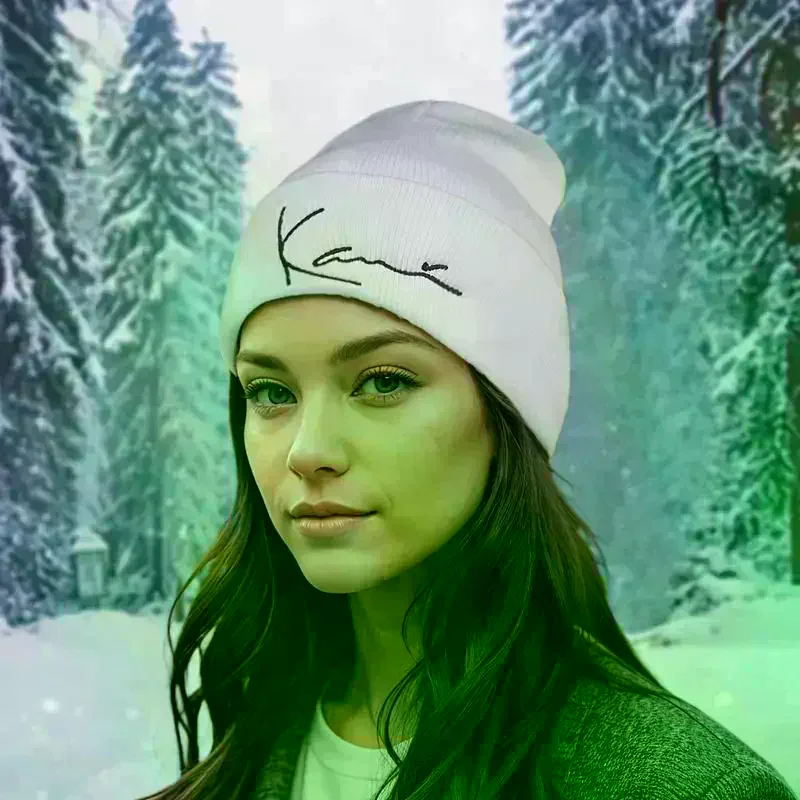 قبعة كارل كاني الرجعية المطرزة محبوك للرجال والنساء الشتاء الدفء مقنعين محبوك قبعة