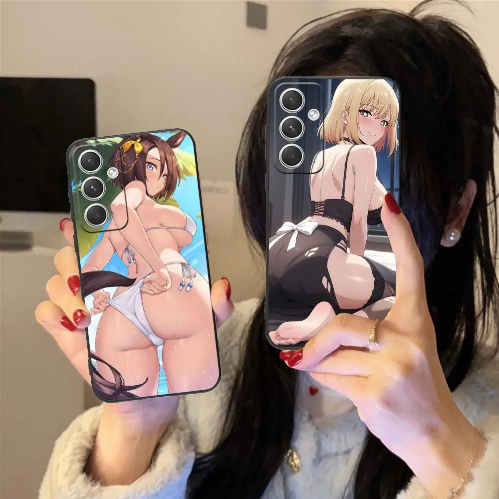 هنتاي الوركين أنيمي قضية الهاتف لسامسونج غالاكسي S25 S24 S23 S22 S21 S20 S10 S9 زائد FE الترا لايت الأسود الهواتف المحمولة الفاخرة