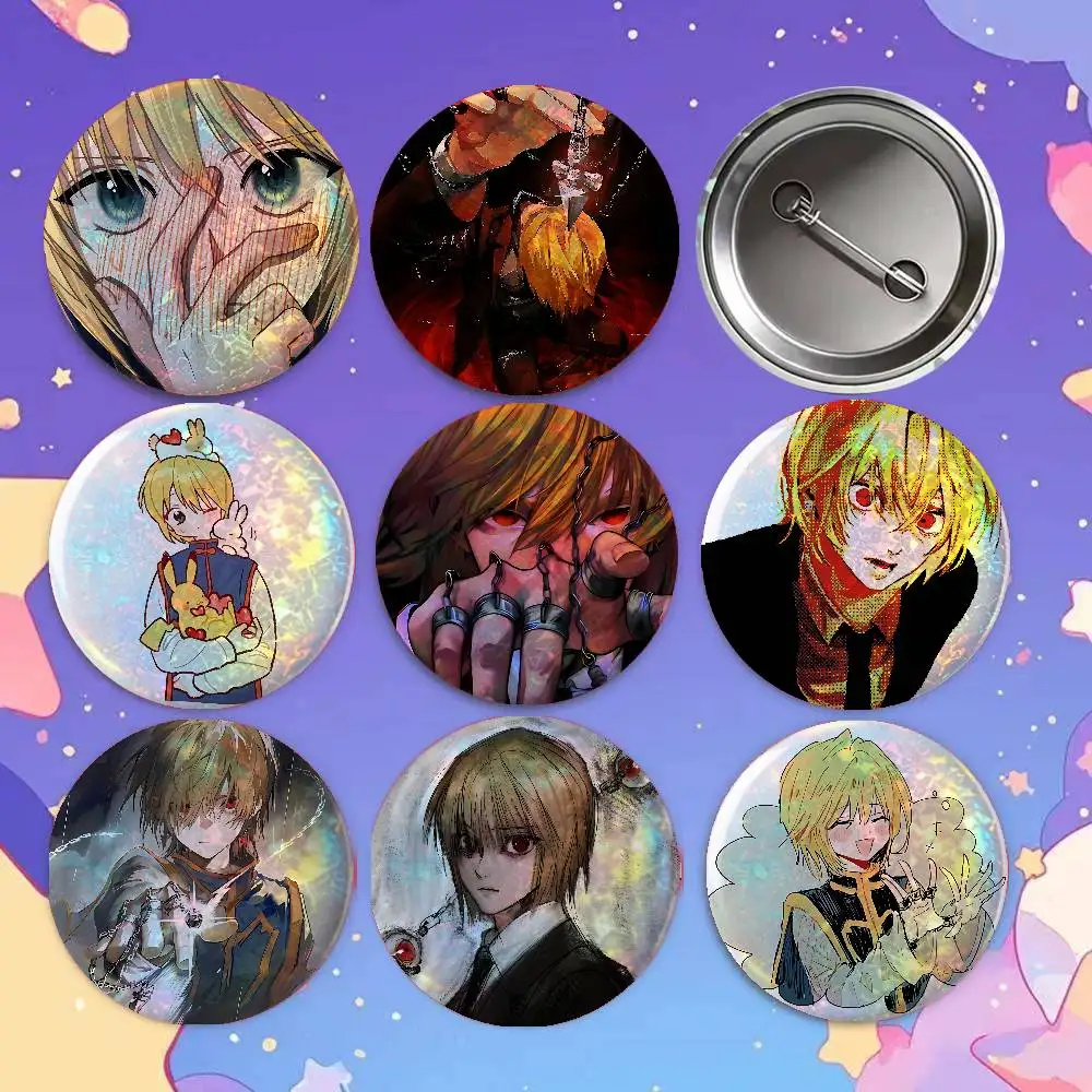 Cutw K-KurapikaS Anime Game Laser Double Flash Tinplate Badge Cartoon Character Pin Brooch Fan Collectible Cosplay Merchandise