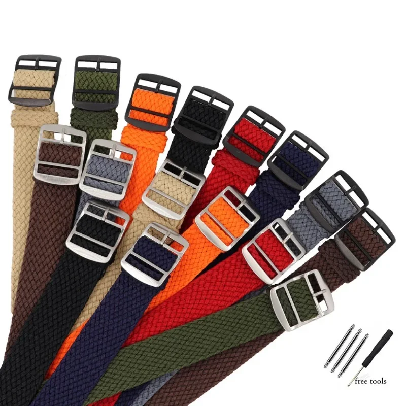 High Quality Fabric Woven Bracelet One Piece Watch Band Canvas Wristband 14mm 16mm 18mm 20mm 22mm Nylon Colorful Strap