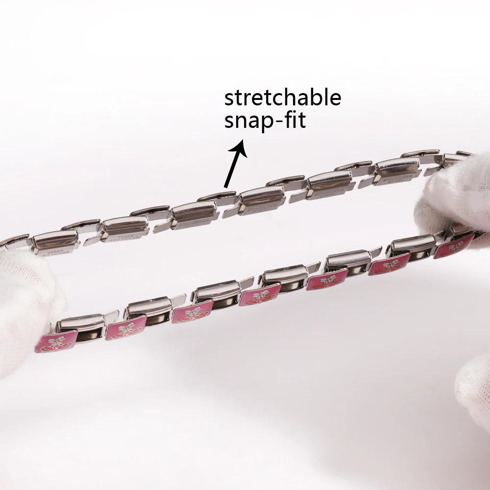 للرجال والنساء هدية عصرية لطيف ملون نمط الطباعة وحدة سحر إيطالية الفولاذ المقاوم للصدأ 9 مللي متر أساور DIY بها بنفسك صنع المجوهرات