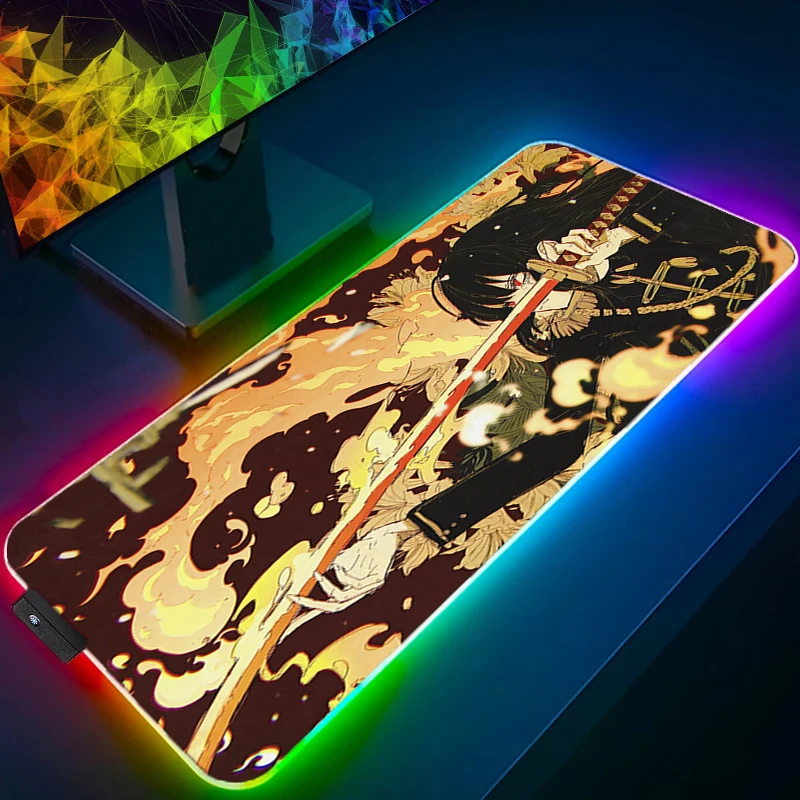 RGB Mouse Pad Anime Girls illustration Anime Gaming Accessories Mouse pad LED Completo Computer Keyboard Desk Mat Varmilo Table