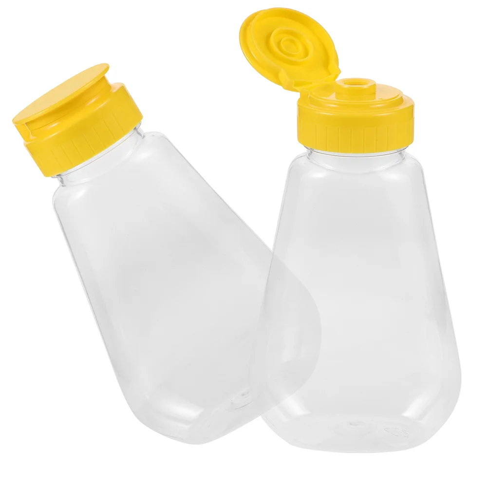 2Pcs Honey Container Dispenser Leakproof Squeeze Bottle for Ketchup Mustard Salad Dressing Sauce Mini Condiment Containers